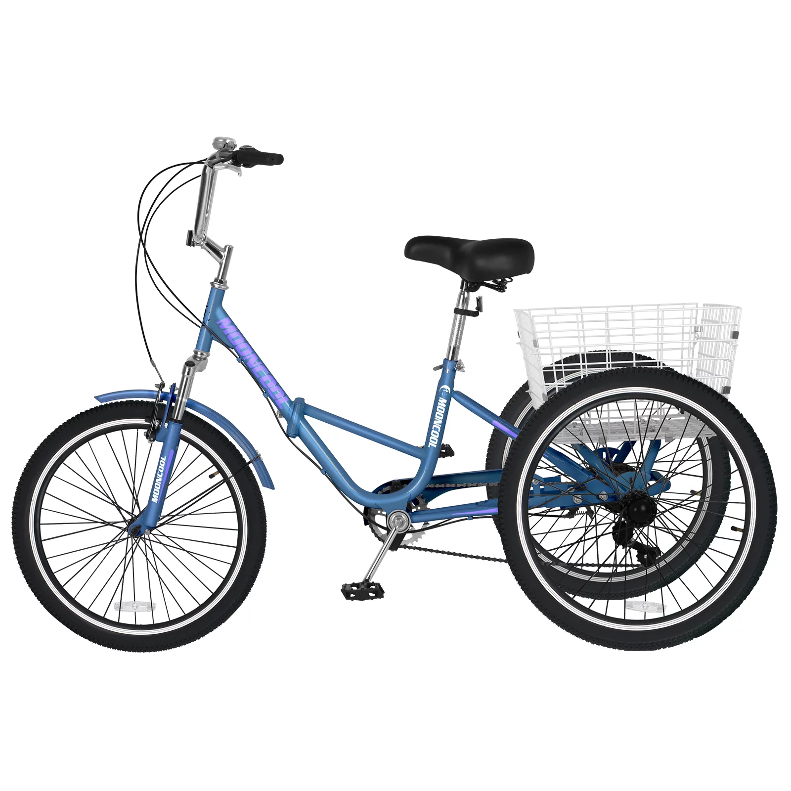 LILYPELLE 24 Adult Tricycle 7 Speed, Three Wheel Bikes for Adults 400lbs,Low-Step Through Trike Cruiser for Exercise Shopping Outdoor Activities,Cyan