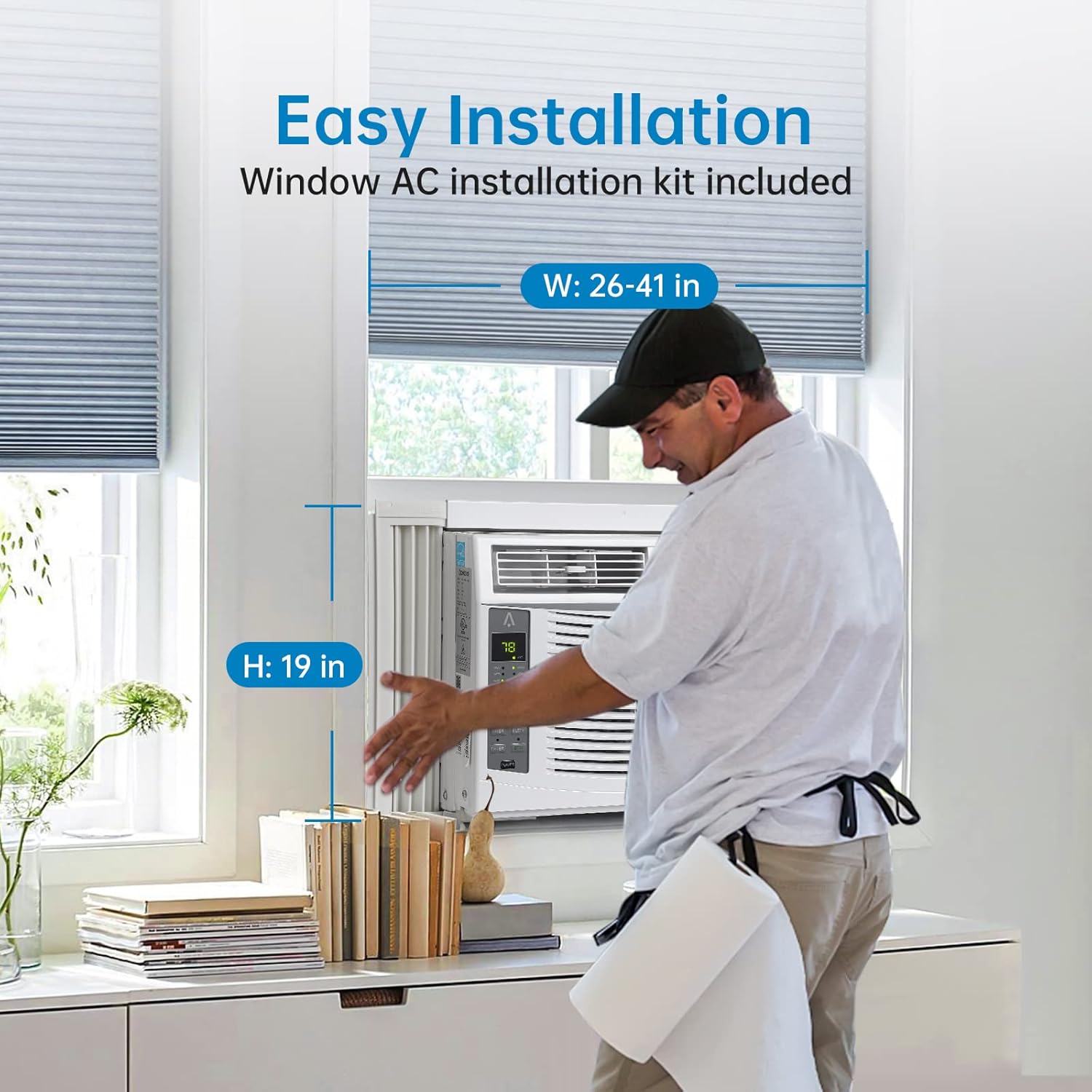 6000 BTU Smart Air Conditioner Window Unit, Fast Cooling Up to 250 Sq.Ft. Window AC Unit with Remote/App Control and Dehumidify Function, Energy Savings, Quiet Operation, Auto Restart, 24H Timer
