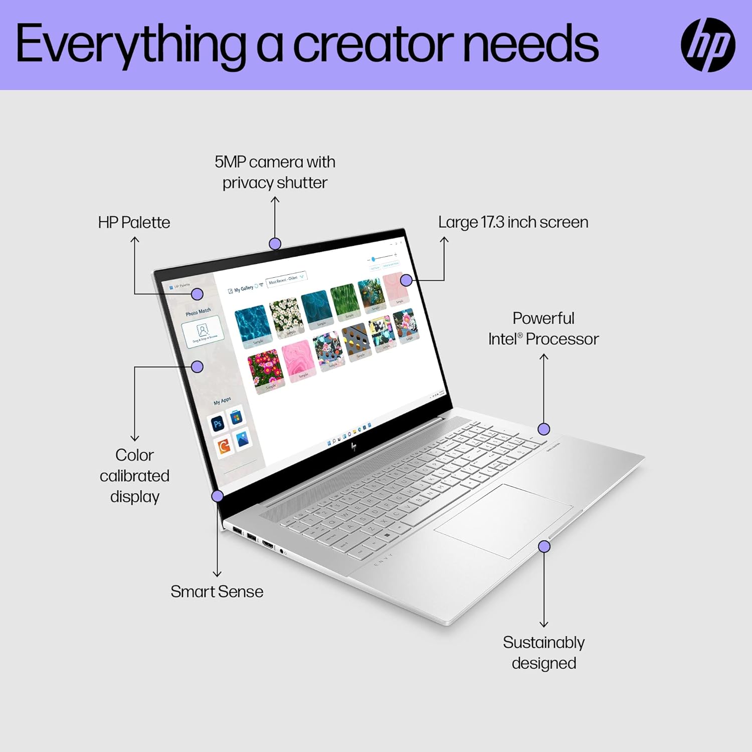 HP ENVY Laptop, 17.3" Full HD Touchscreen, 12th Gen Intel Core i7-1260P, 16GB DDR4 RAM, 1TB PCIe SSD, IR Camera, HDMI, Backlit Keyboard, Wi-Fi 6, Windows 11 Home, Silver