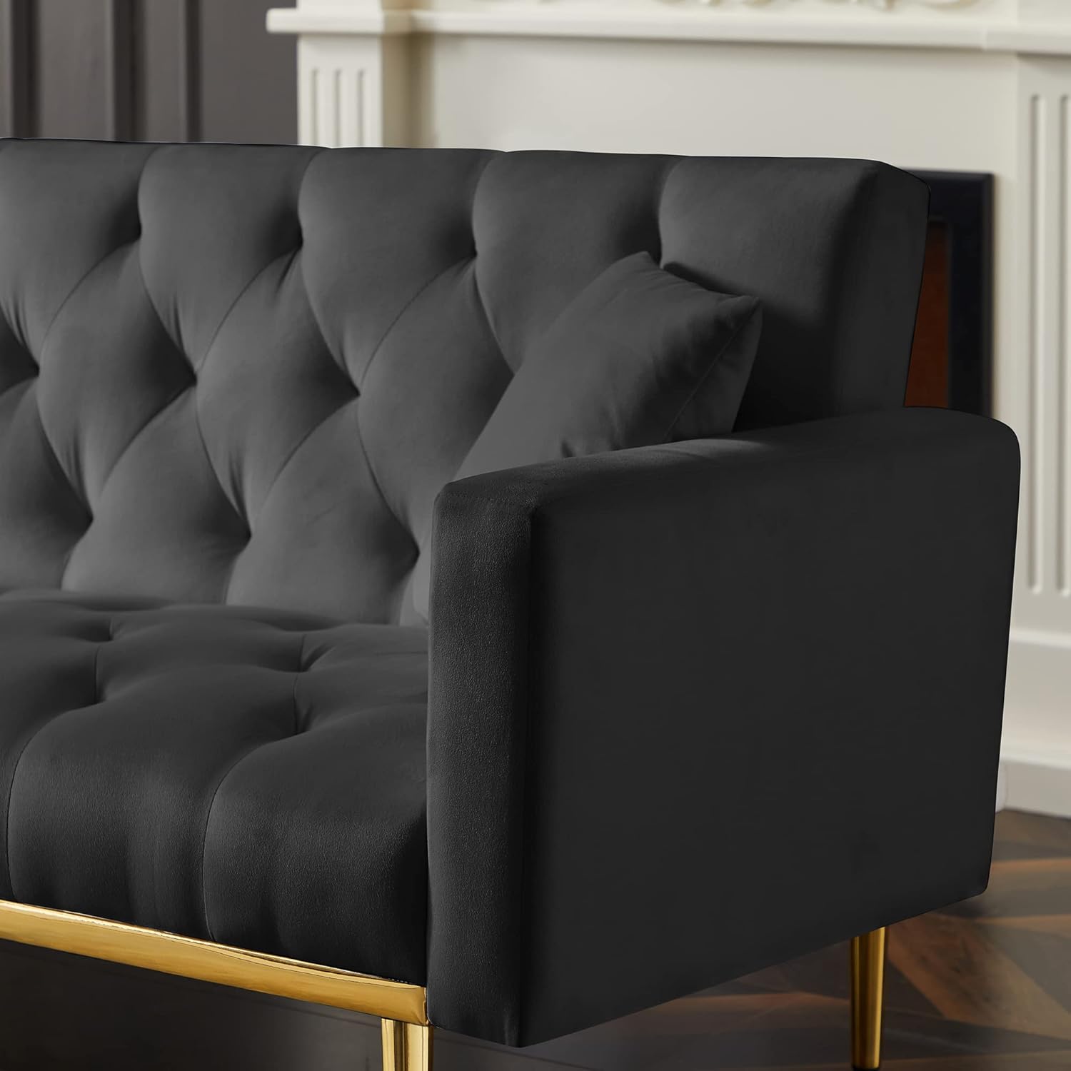 Black Convertible Folding Futon Sofa Bed, Sleeper Sofa Couch for Compact Living Space. Modern Couch for Bedroom,Apartment Sofa,Office Couch