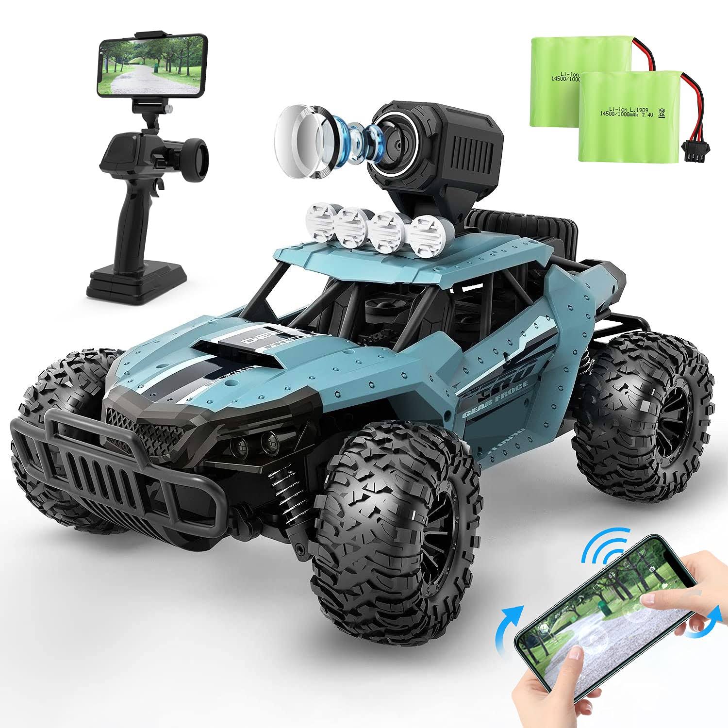 Deerc RC Cars De36w Remote Control Car with 720p HD FPV Camera, 1/16 Scale Off-Road Remote Control Truck, High Speed Monster Tru