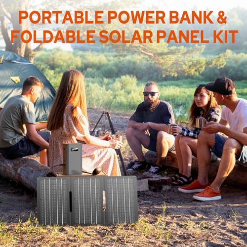 ZeroKor Portable Solar Power Bank with AC Outlet 65W 110V Portable Laptop Charger 24000mAh Battery Pack for Outdoor Tent Camping Home Office