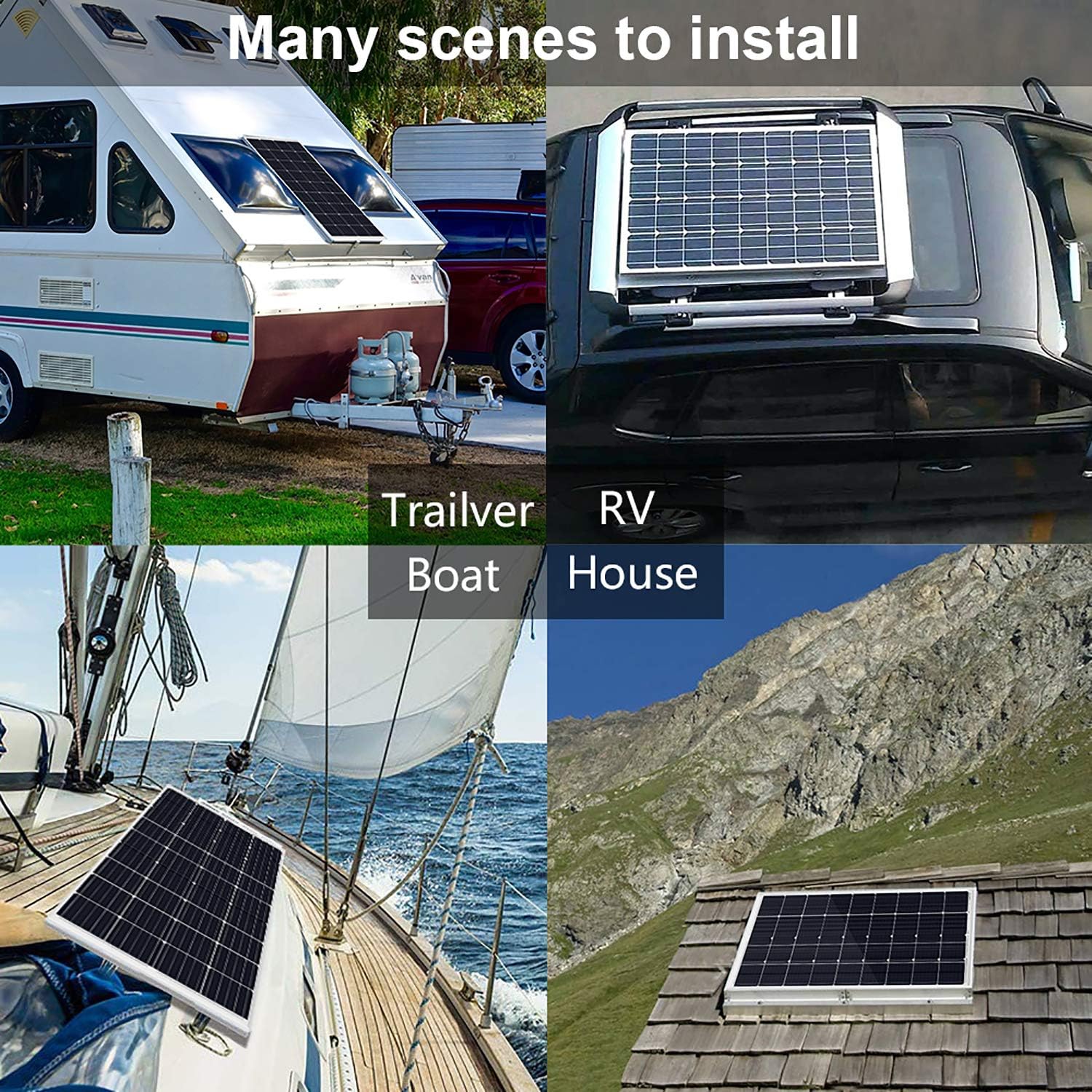 ECO-WORTHY 100 Watt Solar Panel 12 Volt Monocrystalline Solar Panel High Efficiency Module RV Marine Boat Caravan Off Grid