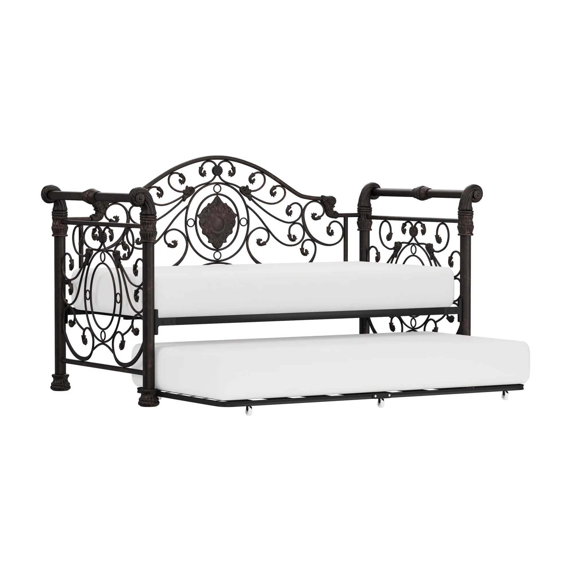 Hillsdale Furniture Mercer Vintage Metal Twin Daybed with Trundle, Antique Brown