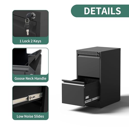 3 Drawer File Cabinet with Lock, Vertical File Cabinet for Home Office,Heavy Duty Metal File Storage Cabinet for Letter/Legal/A4/F4 Size File,Easy Assemble (Black, Vertical 3 Drawer)