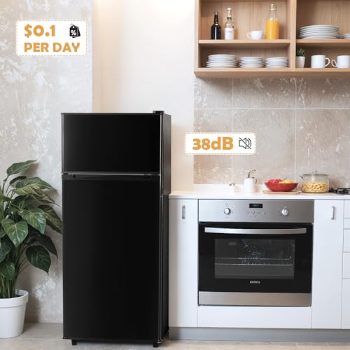 4.5 Cu.ft Mini Fridge with Freezer, Small Refrigerator with 2 Doors for Office, Kitchen, Dorm and Bedroom, Mini Refrigerator with Adjustable Shelves (Sliver）