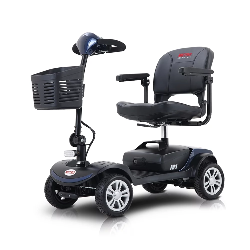Travel Mobility Scooter, Heavy Duty Electric Scooters with 4 Anti-Tip Wheels, Compact Lightweight Mobility Scooters for Senior Adults Elderly, Foldable Mobility Scooter, Holds 300lbs, Purple