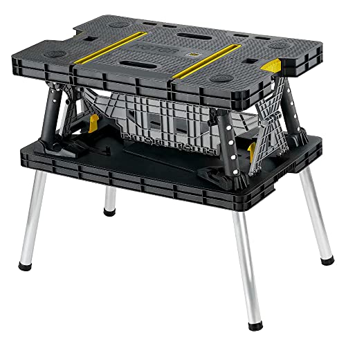 Keter Folding Work Table, Portable Workbench w/ 12" Clamps for Garage/Wood Shop