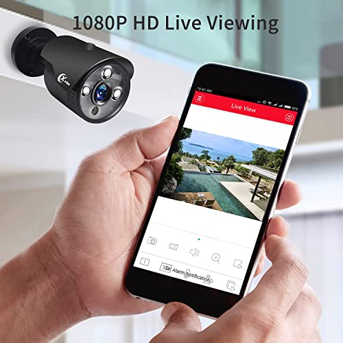 XVIM 8CH 1080P Home Security Camera System, H.264+1080P Indoor Outdoor CCTV Cameras, 4PCS Wired Outdoor Surveillance Cameras, 1TB Hard Drive, Night Vision, Remote Access, Smart Playback, Waterproof