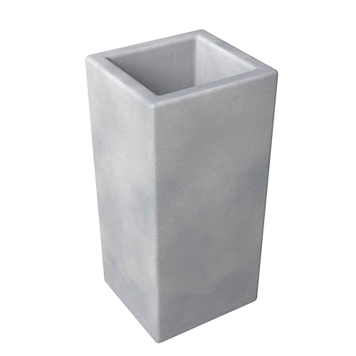 LeisureMod Terra Fiberstone and MGO Clay Planter, Mid-Century Modern Tall Square Planter Pot for Indoor and Outdoor (Dotted White, 24 Inch)