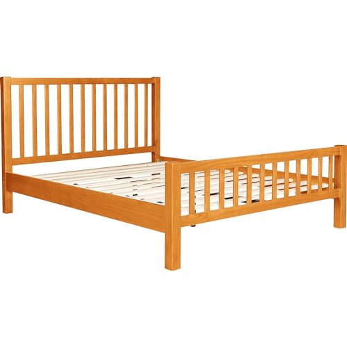 Hampton Wooden Platform Bed with 2 Nightstands | Modern Low-Profile Bed with Full Slat Support System - No Box Spring Needed, Easy Assembly | Cherry, Queen