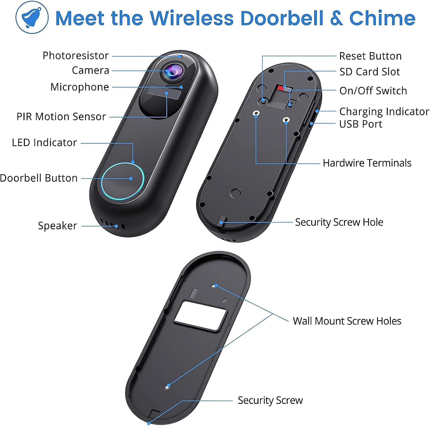 Video Doorbell Camera Wireless, Morecam Wireless Doorbell Camera with Wireless Chime, 1080P HD, Motion Detection, Night Vision, 2-Way Audio, Cloud Storage, Easy Installation Pack of 2