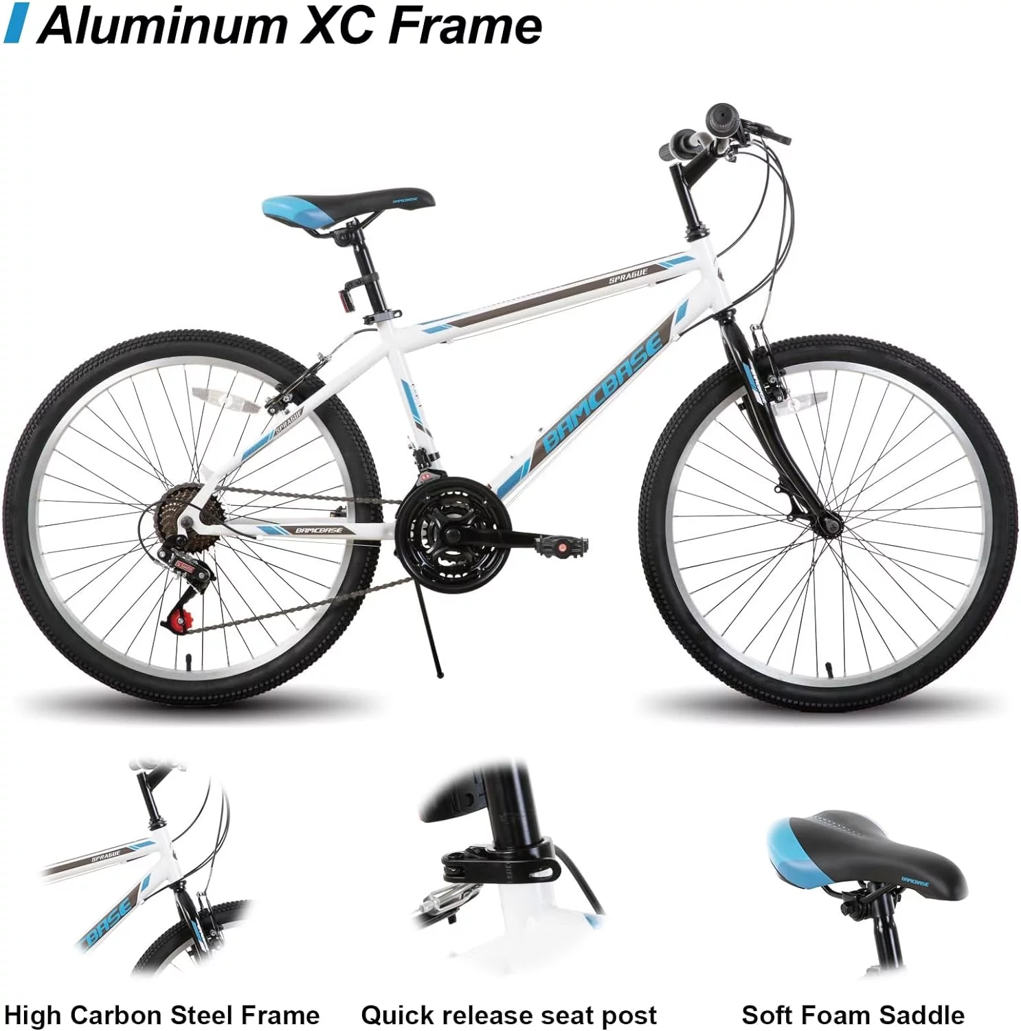 Hiland 24 26 inch Mountain Bike for Men Women, 21 Speeds MTB Bicycle for Adult Youth