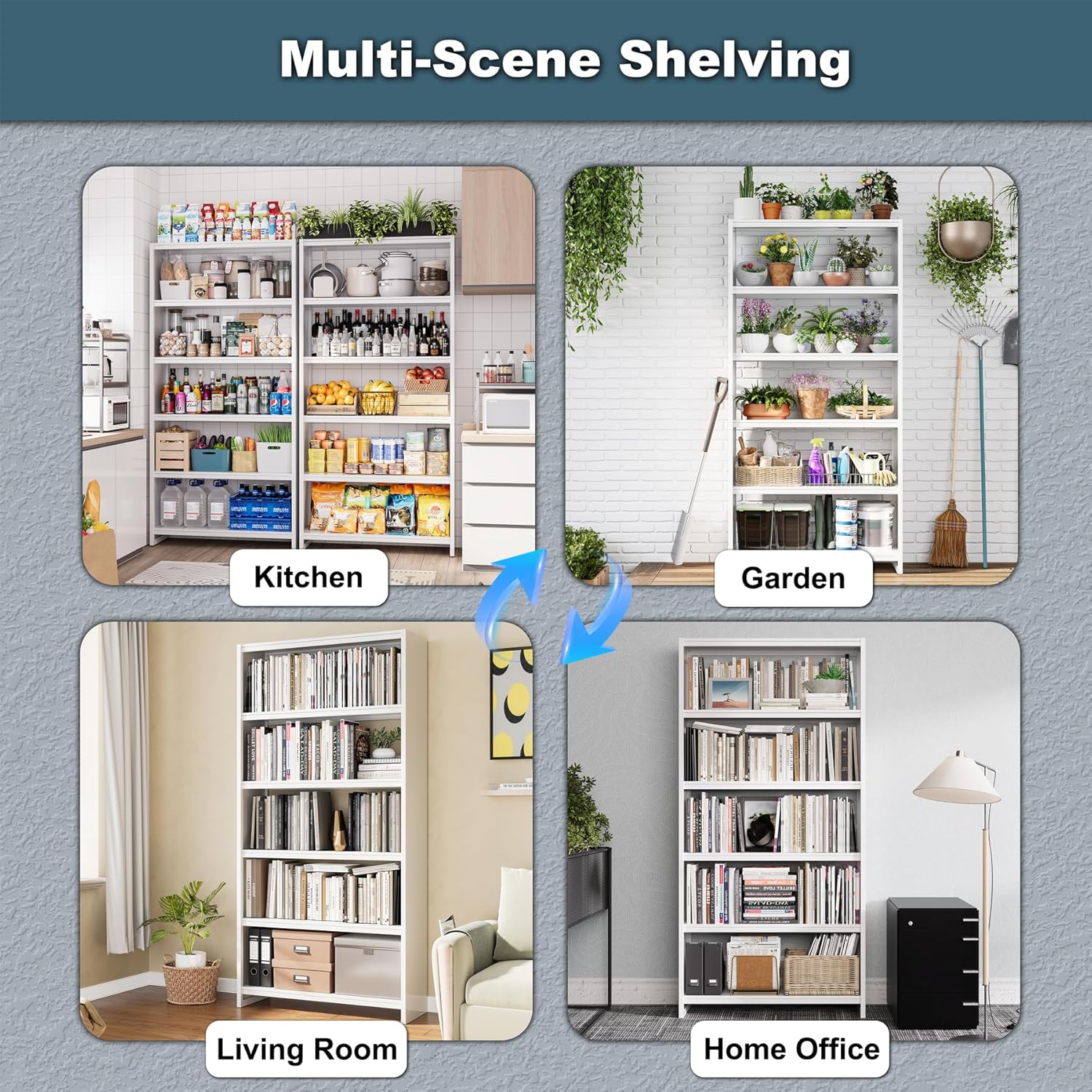 Metal Bookshelf,5 Tier Bookshelves,69" Tall White Bookcase Shelf Storage Organizer,Free Standing Storage Shelving Unit for Home Office,Library White Bookshelf Bookcase