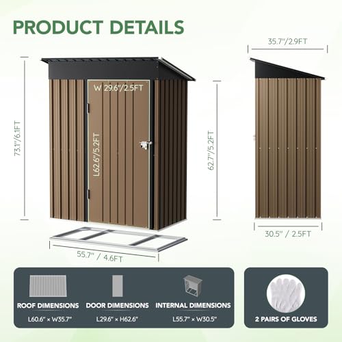 10X12X7.5 FT Outdoor Steel Storage Shed with Lockable Doors, 2 Windows, Transparent Roof Panels (Wood Panels & Frame Floor Not Included), Ideal for Patio Storage,Garbage Can, Chicken Coop，Brown