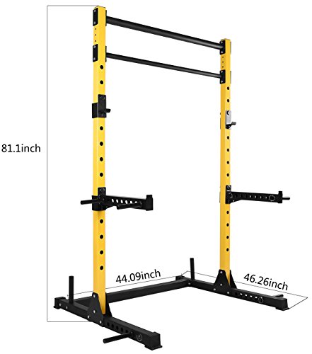 HulkFit Multi-Functional Adjustable Pro Series Squat Stand Squat Rack Power Cage Strength Training Exercise Equipment for Home Gym with 2 Pull Up Bar for Bench Press, Squats, and Deadlifts - Multicolor