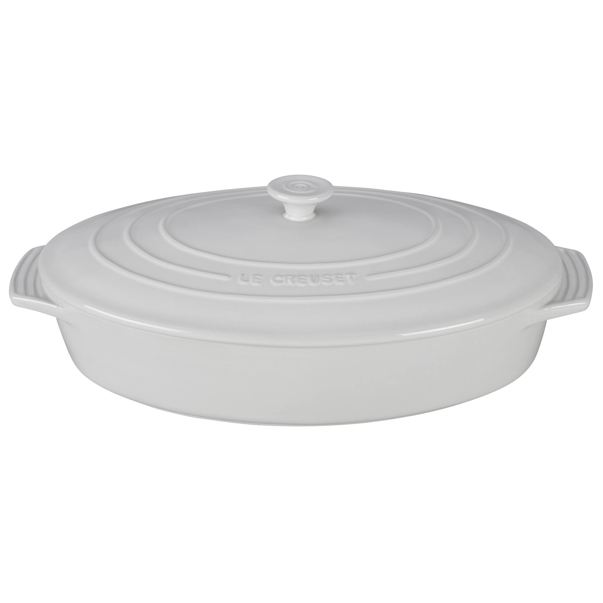 Le Creuset Stoneware Covered Oval Casserole, 3-3/4-Quart, Flame