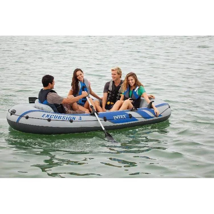 Intex Excursion 4 Inflatable Rafting/Fishing Boat Set with 2 Oars 68324EP