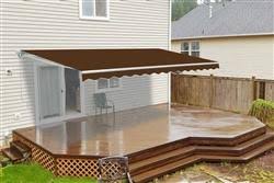 Aleko Motorized Retractable Patio Awning 20x10 Feet, Red and White Striped