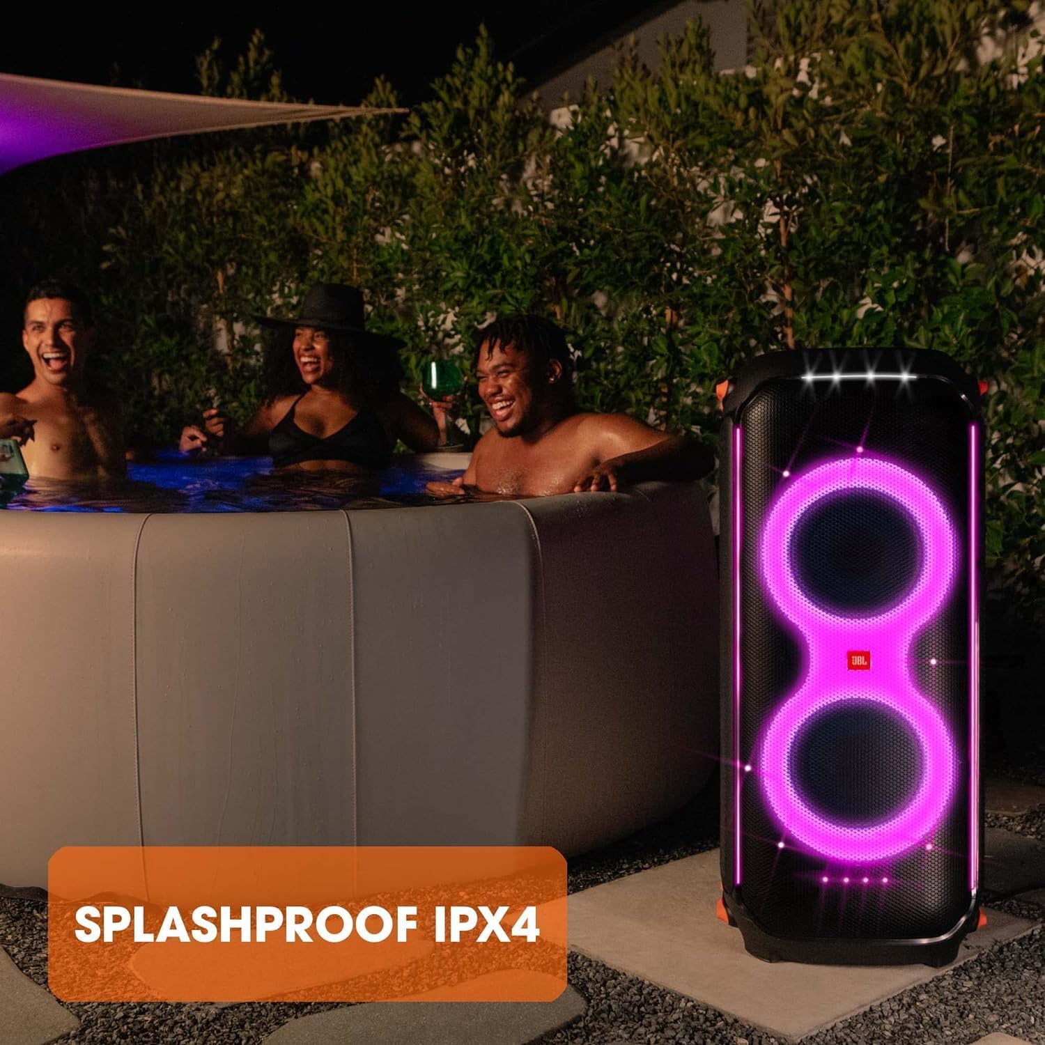 JBL PartyBox 710 800W Wireless, Bluetooth, Splashproof, Party Speaker with Lights (JBLPARTYBOX710AM) + Wireless Two Microphone System with Receiver + AUX Cable + Microfiber Cloth