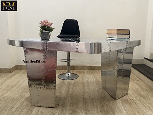 NauticalMart Aviator Wing Desk Wing Shaped Aluminium Desk Home Office Decor Furniture (72 Inches)