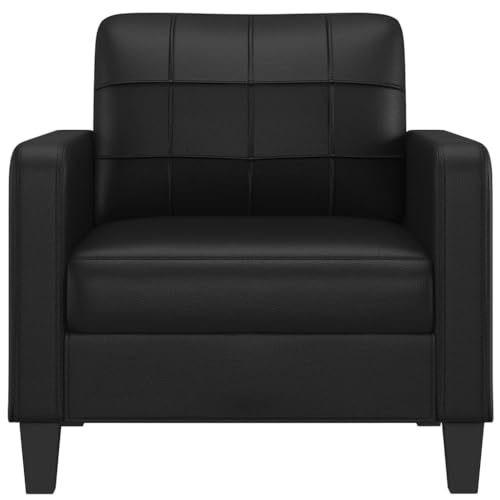 2-Seater Sofa,Upholstered Sofas,Casual Sofas,Seating Furniture,Reception Sofas,Centre Sofas,Home Decor,for Living Room, Bedroom,Salon,Lounge, Black 55.1" Faux Leather