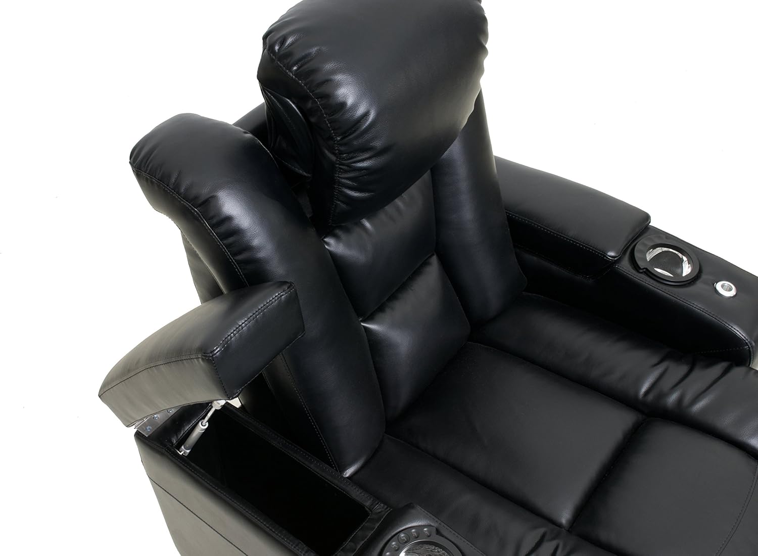 Octane Seating Mega XL950 Home Theater Seats - Black Bonded Leather - Power Recline - Row of 4