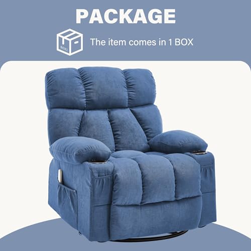 Massage Rocker Recliner Chair with Heat and Vibration Ergonomic Rocking Lounge Chair for Living Room Comfy Overstuffed Recliner with 4 Side Pockets,2 Cup Holders, USB Charge Port, Grey