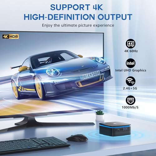 KAMRUI AK1 Plus Mini PC, Desktop Computer 12th N95(up to 3.4GHz) Mini PC 16GB RAM 512GB SSD, Micro PC Computer, Mini Tower PC Support 4K HDMI, Desktop PC with Dual WiFi, BT4.2 for Business Home Office