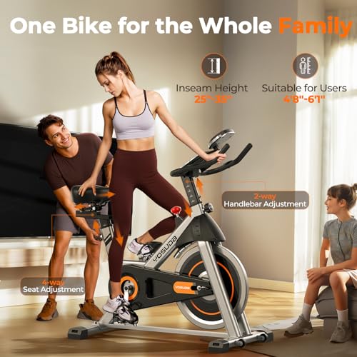 YOSUDA Exercise Bike, Brake Pad Stationary Bike for Home with Exclusive App, Magnetic Indoor Cycling Bike with 300 lb Weight Capacity, Low Noise, Tablet Holder and Fitness Courses for Weight Loss