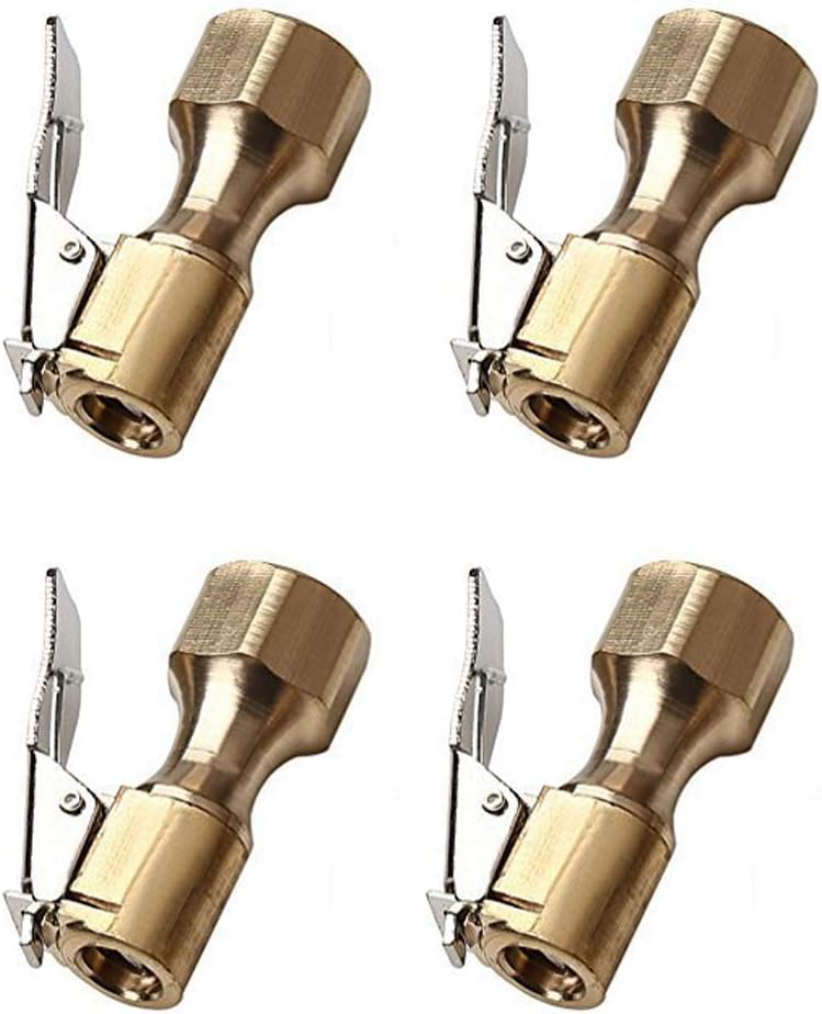 Cooyeah 4Pcs Air Chucks, Universal Heavy Duty Open Flow Straight Lock-On Tire Chuck with Clip for Inflator Gauge Compressor Accessories Pack of 2