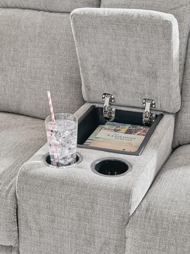 Signature Design by Ashley Barnsana Power Reclining Loveseat with Console, 75" W x 41" D x 40" H, Gray