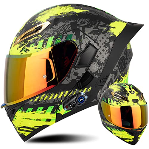 Flip-Type Bluetooth Helmet, DOT Certified Sport Motorcycle Full Face Helmet Adult Men Women Integrated Helmet with Tail, Moped Racing MX BMX Motocross Motocross Flip Up Helmets
