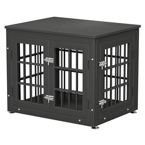 48 Inch Heavy Duty Dog Crate Furniture for Large Dogs, Decorative Pet House End Table, Extra Large Wooden Cage Kennel Furniture Indoor, Natural and White