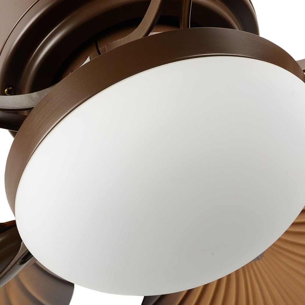 52" Tropical Palm Ceiling Fan with LED Light and Five Palm Leaf Blades - New Bronze Finish