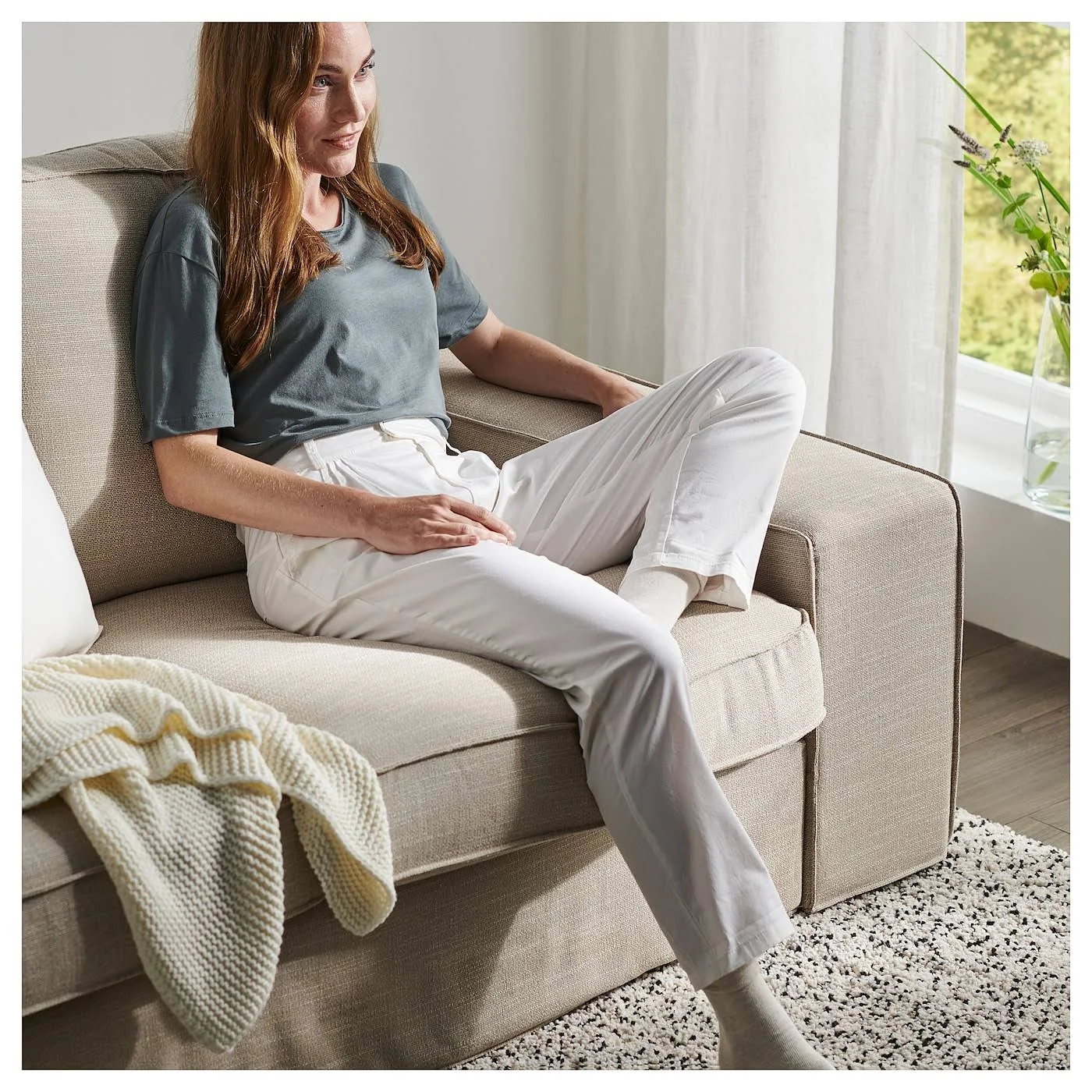 IKEA - Kivik Sofa, with chaise/hillared Beige, Max. Width: 110 1/4