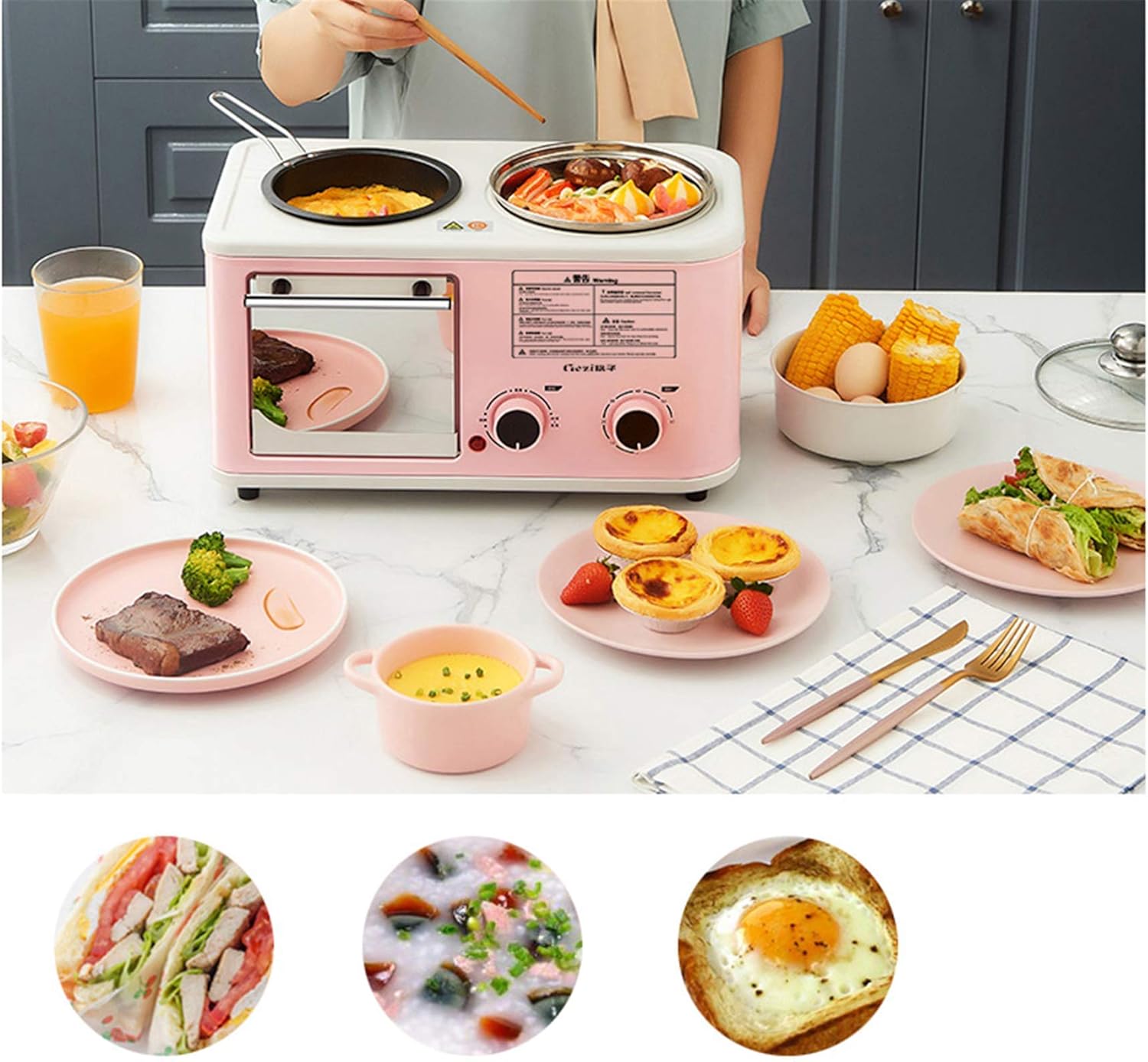 Oven Built in Electric Single Oven - Stainless Steel Premium Convection Halogen Oven Cooker Mini Oven and Grill Ideal for Roasting,Baking Happy Life