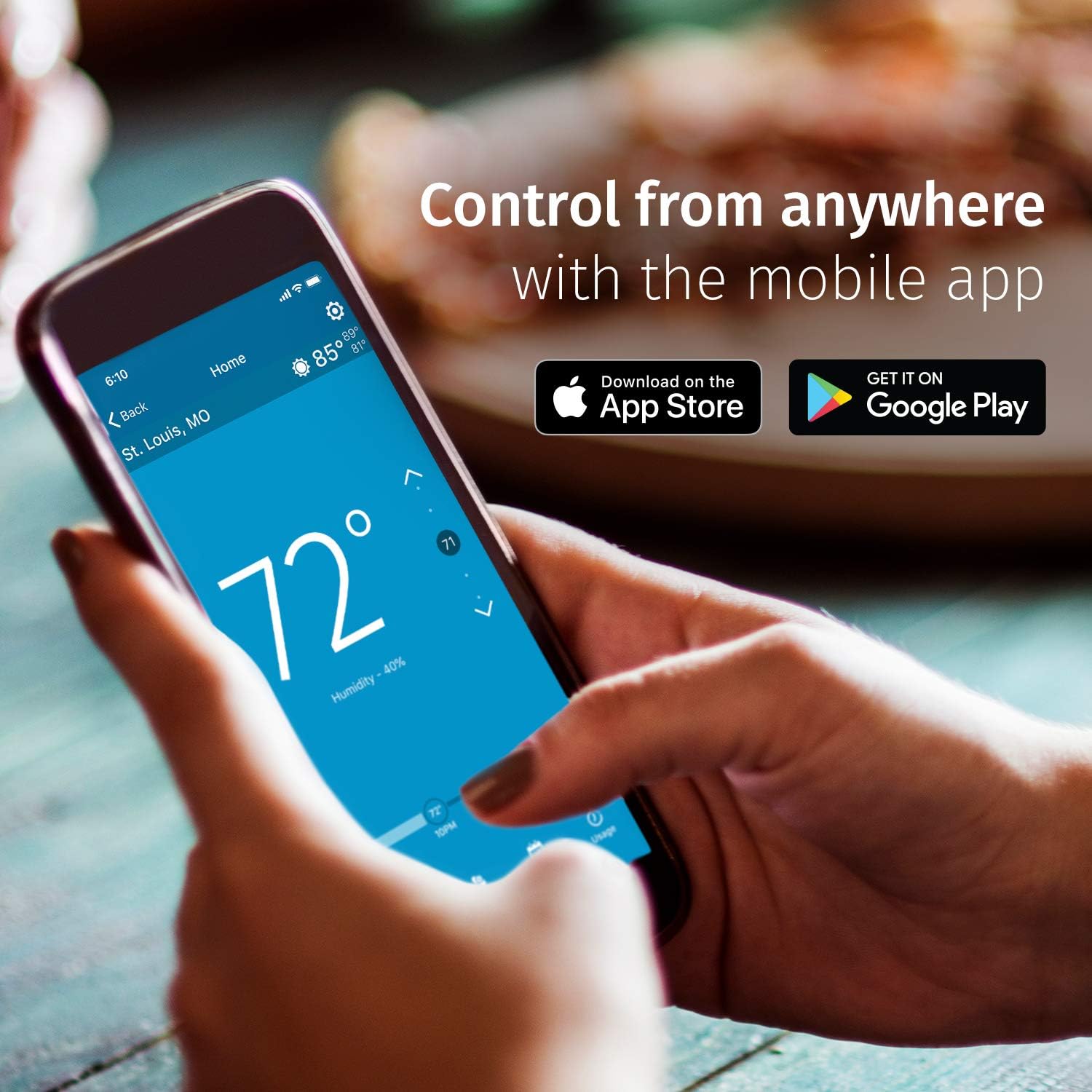 Emerson Sensi Touch Wi-Fi Smart Thermostat with Touchscreen Color Display, Works with Alexa, Energy Star Certified, C-wire Required, ST75 Black 5.625" x 3.4" x 1.17"