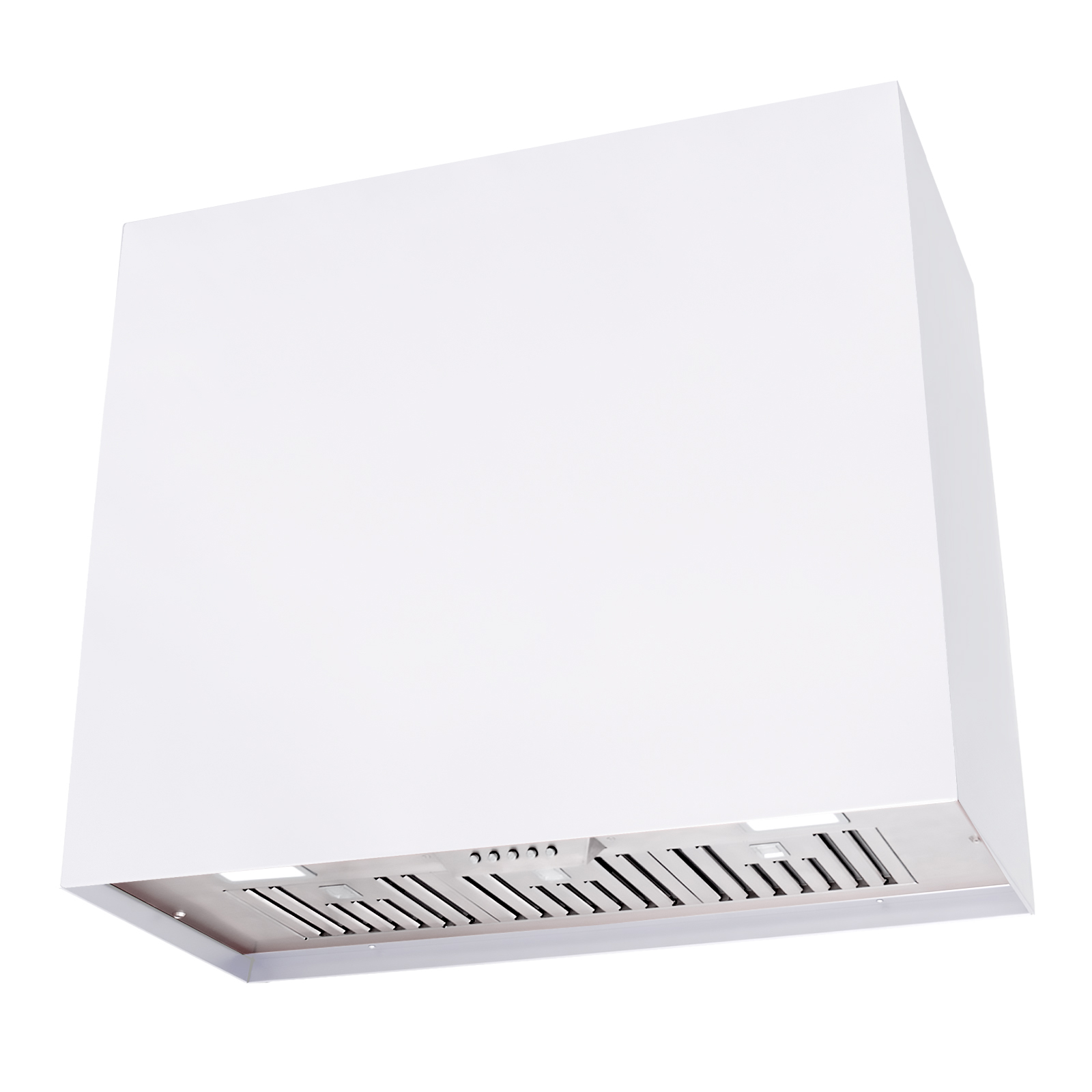 Akicon Stainless Steel Range Hood, Modern Box Kitchen Hood with Powerful Vent Motor, Wall Mount, 30”W*30”H*14D, Signal White
