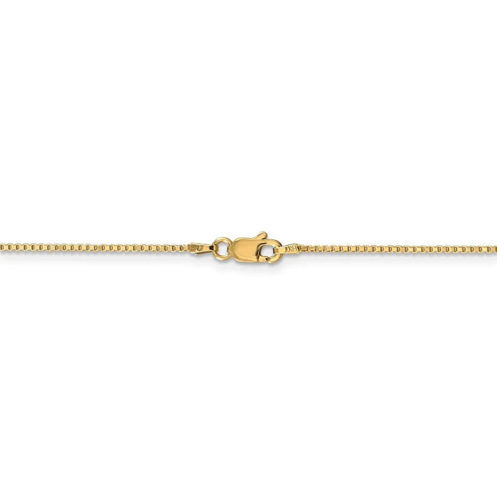 Real 14kt Yellow Gold 1mm Box Chain; 20 inch; Lobster Clasp; for Adults and Teens; for Women and Men