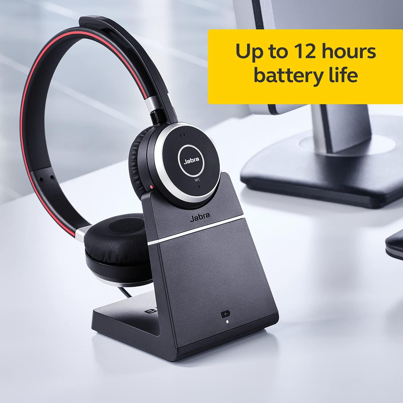 Jabra Evolve2 65 MS Wireless Headphones with Link380a, Stereo, Black – Wireless Bluetooth Headset for Calls and Music, 37 Hours of Battery Life, Passive Noise Cancelling Headphones
