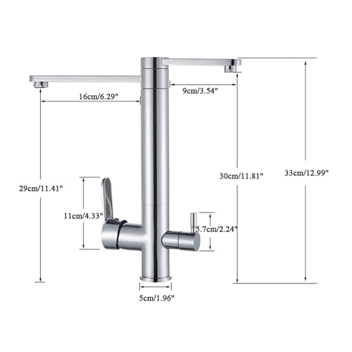 Chrome Kitchen Purified Faucets Dual Handles Cold Hot Water Mixer Crane Tap Filter 2 Spouts Rotation Tap,Faucet for Kitchen