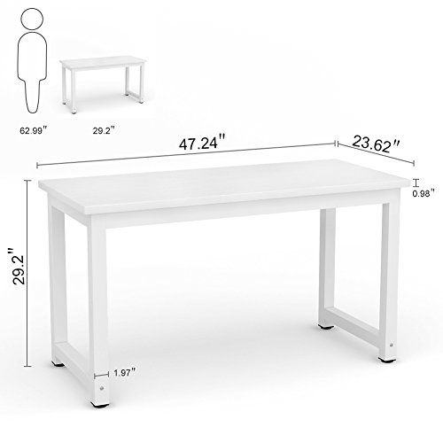 Tribesigns Modern Computer Desk, 63 x 31.5 inch Large Executive Office Desk Computer Table Study Writing Desk Workstation for Home Office, Spliced Desktop, White