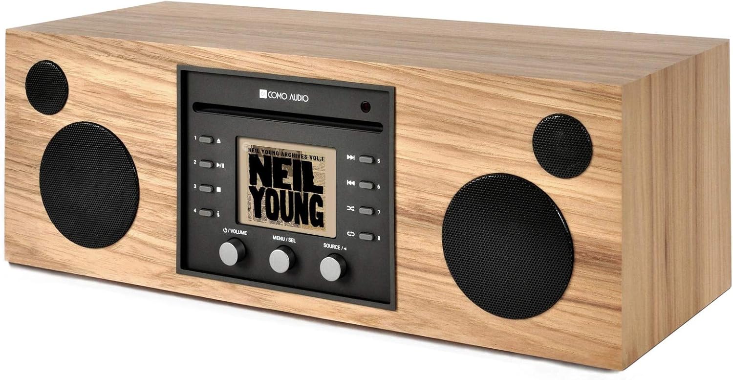 Como Audio: Musica - Wireless Music System with CD Player, Internet Radio, Spotify Connect, Wi-Fi, FM, Bluetooth and One Touch Streaming - Walnut/Black