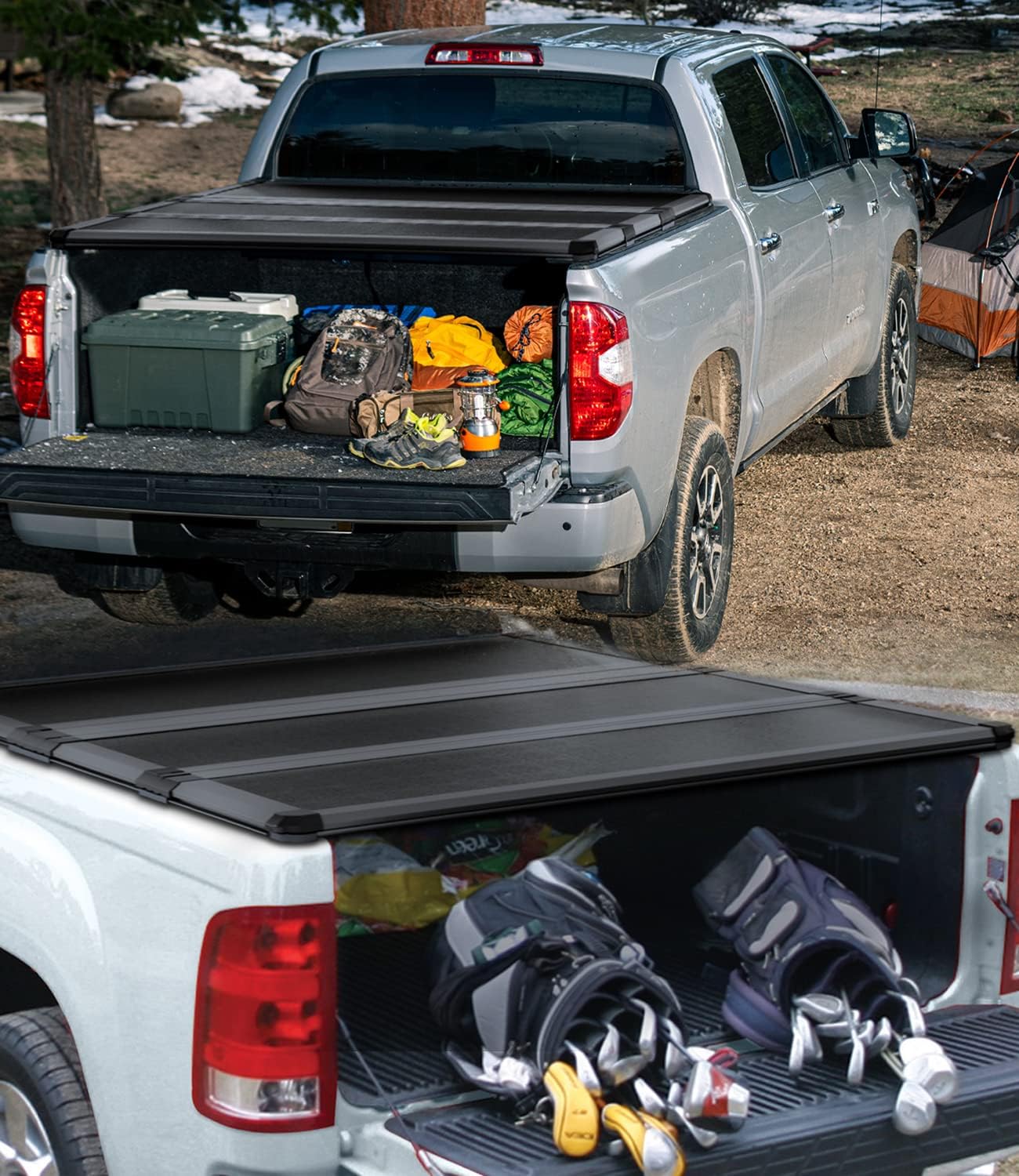 TIPTOP Tri-Fold Hard Tonneau Cover Truck Bed FRP On Top for 2007-2024 Silverado/Sierra 1500 & 2007-2019 2500 3500 HD 6.6ft Bed (78.9") |Not for CarbonPro Bed| TPM3 |