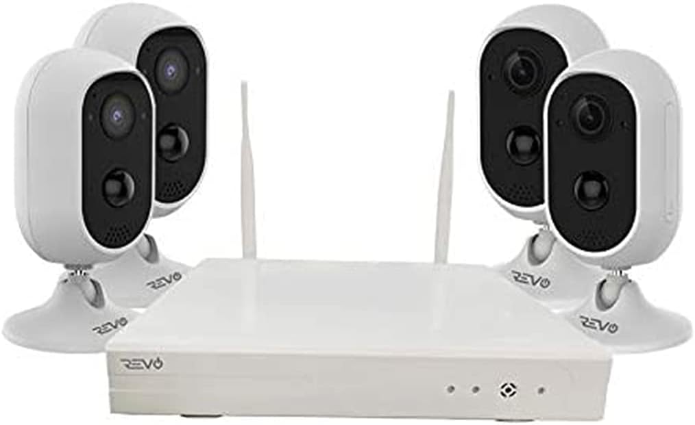 REVO America 4CH Wireless Gateway Security System with 32GB Micro SD Card & 2X 1080p Battery Operated Cameras with 2-Way Audio (RWG41CU2X-1)