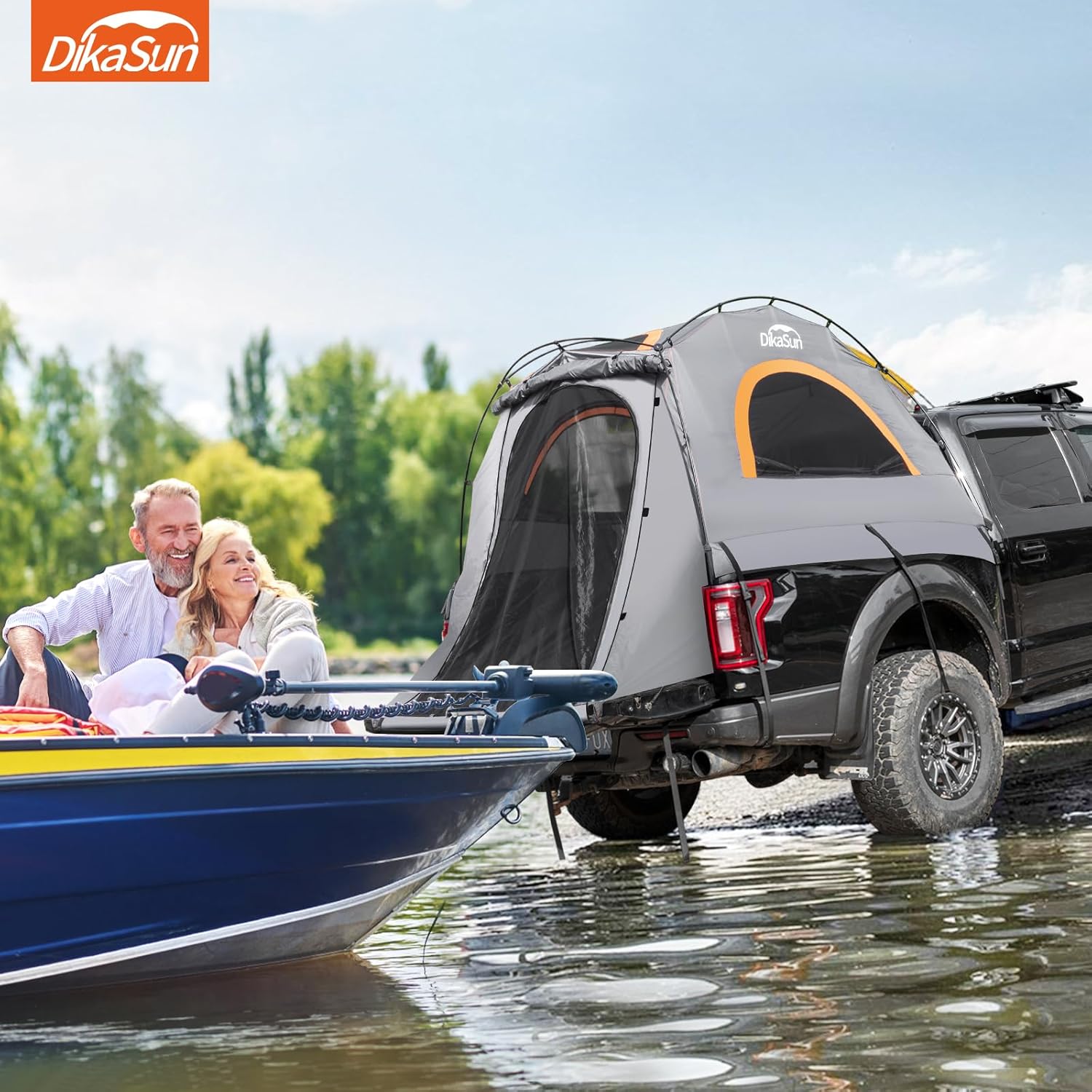 Pickup Truck Bed Tent: Double Layer Quick Setup Pickup Tent 6.4-6.7 Ft, Waterproof PU3000mm Tear-Resistant Truck Tent for Camping (Grey)