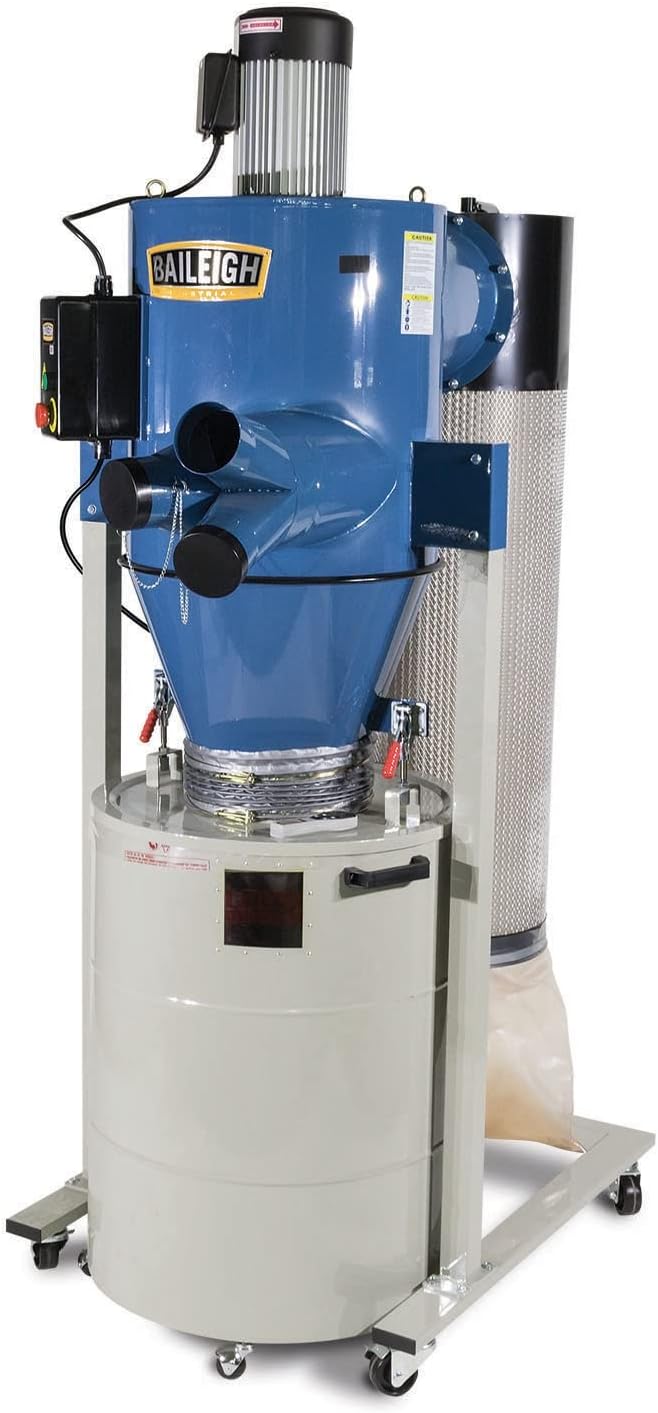 Baileigh Cyclone Dust Collector, 1 Micron, 2111 CFM, 3 HP, 1Ph 220V (Model DC-2100C)
