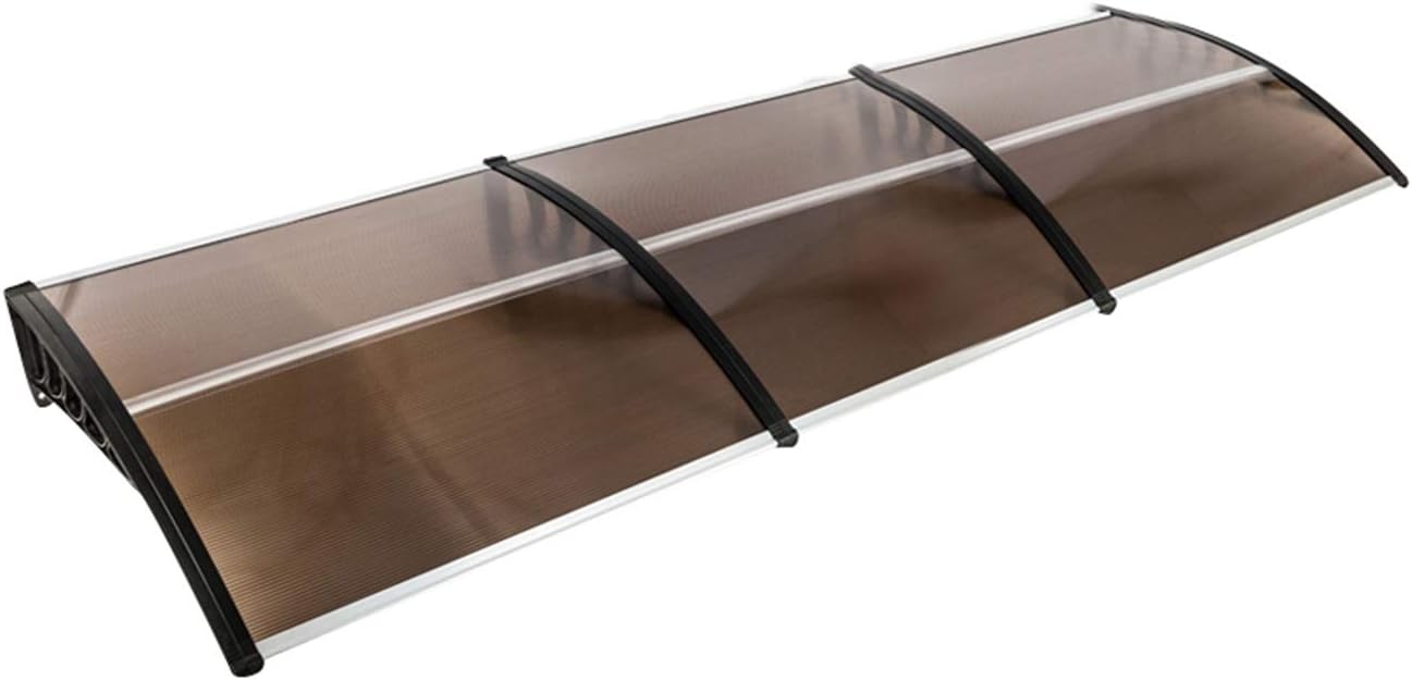 Window Awning Door Canopy, Modern Polycarbonate Front Door Canopy, Patio Awning Canopy Window Door Cover for Rain Snow Sunlight Protection Hollow Sheet (120 x 40, White Canopy/Gray Bracket)