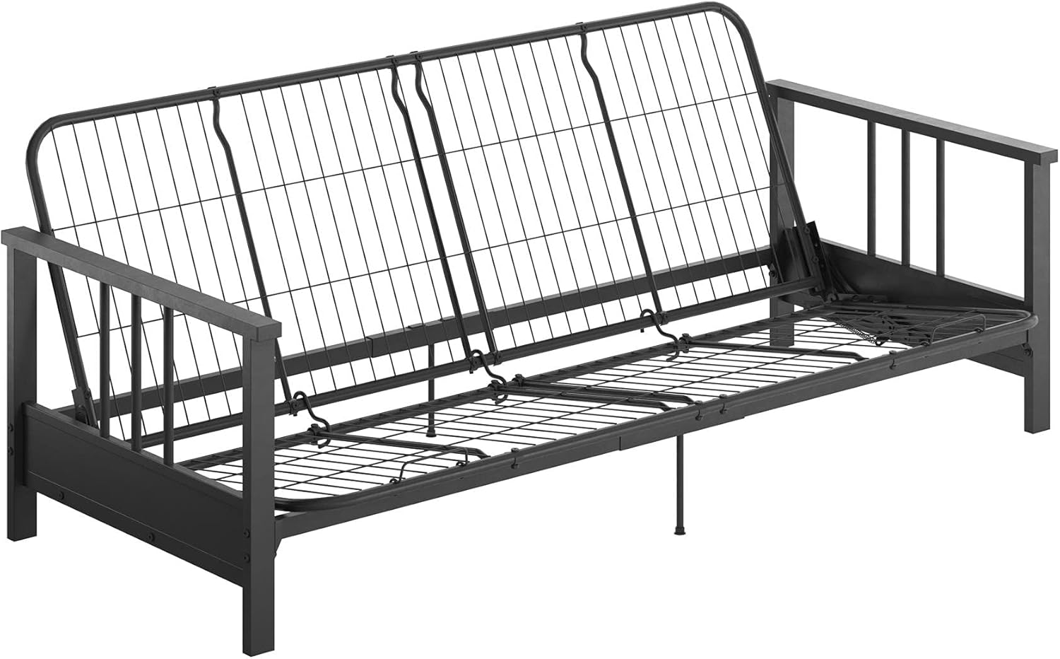 REALROOMS Bretta Contemporary Black Metal Arm Futon Frame